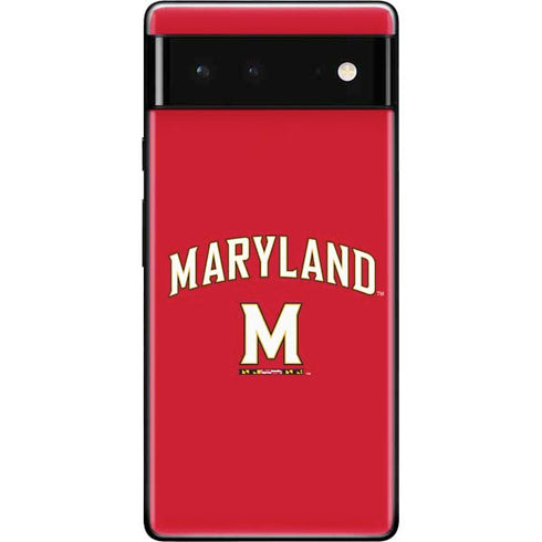 University of Maryland Collegiate Text Red Google Pixel 6 Skin